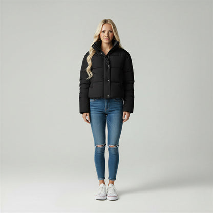 Chaqueta Puffer Mujer Ligera Cuello Alto Cremallera