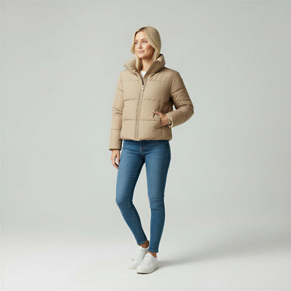 Chaqueta Puffer Mujer Ligera Cuello Alto Cremallera