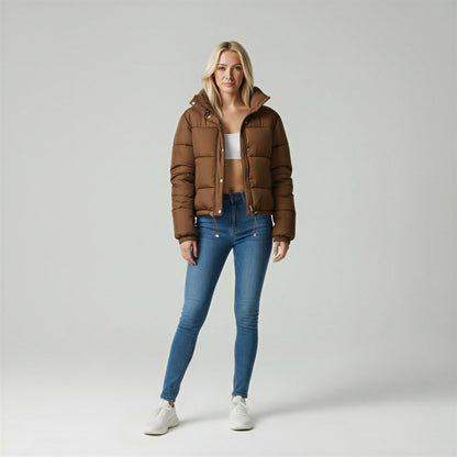 Chaqueta Puffer Mujer Ligera Cuello Alto Cremallera