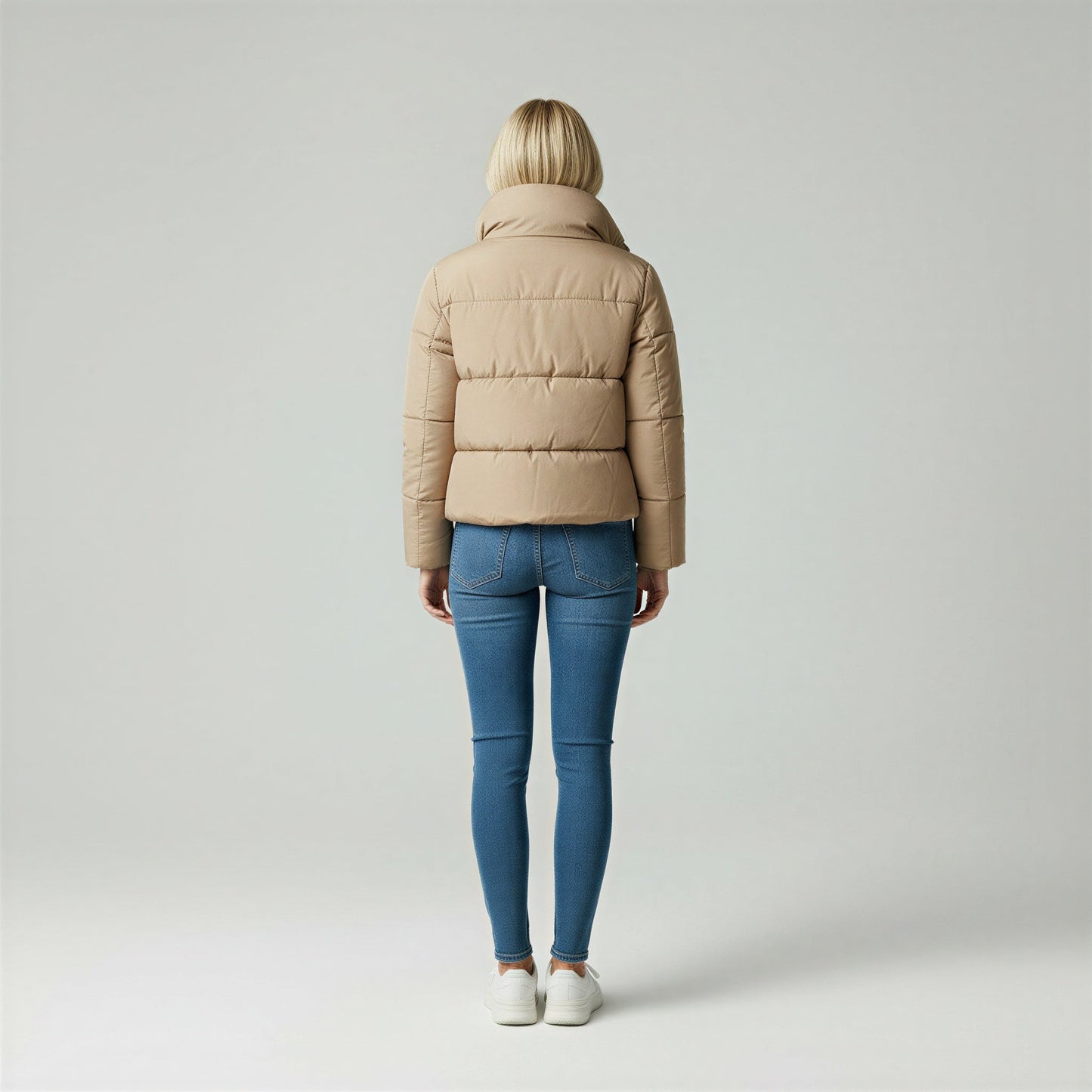 Chaqueta Puffer Mujer Ligera Cuello Alto Cremallera