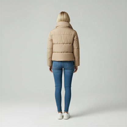 Chaqueta Puffer Mujer Ligera Cuello Alto Cremallera