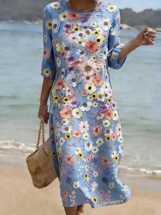Vestido midi mujer cómodo estilo elegante - Mavetta