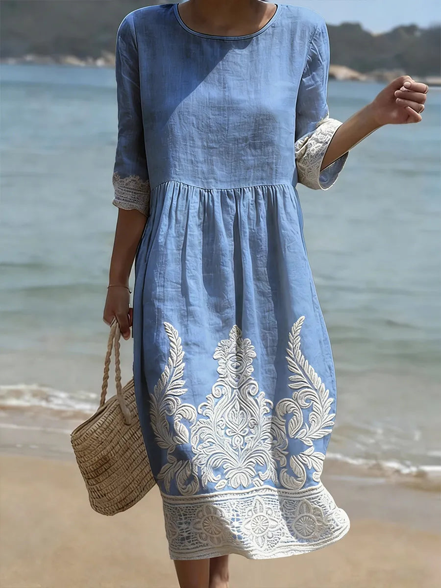 Vestido Mujer Estampado Plantas Flores Ajuste Regular - Mavetta