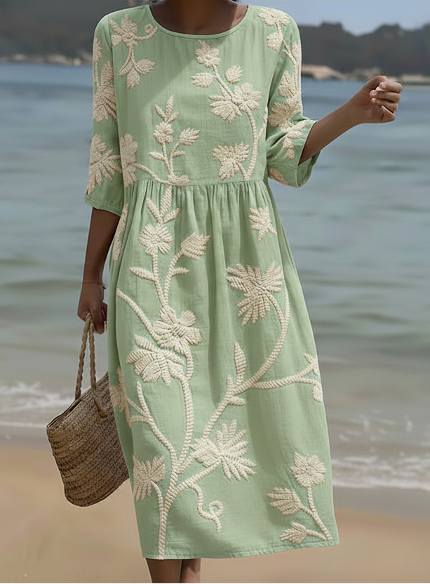 Vestido midi mujer de tejido ligero estampado floral - Mavetta