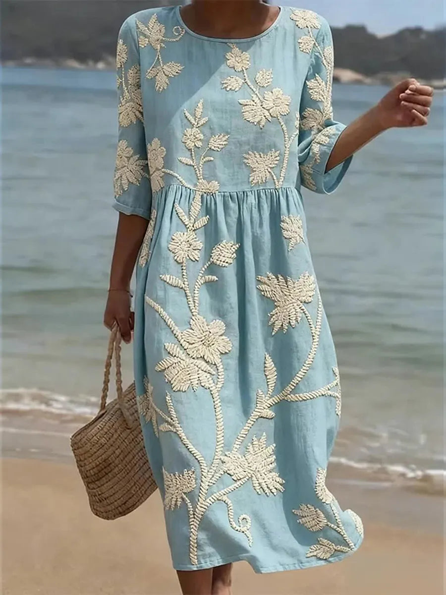 Vestido midi mujer con estampado floral y ajuste cómodo - Mavetta