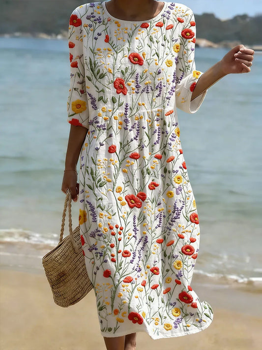 Vestido maxi mujer con estampado floral y corte amplio - Mavetta