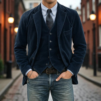 Conjunto Hombre Blazer y Chaleco Tejido Formal Moderno