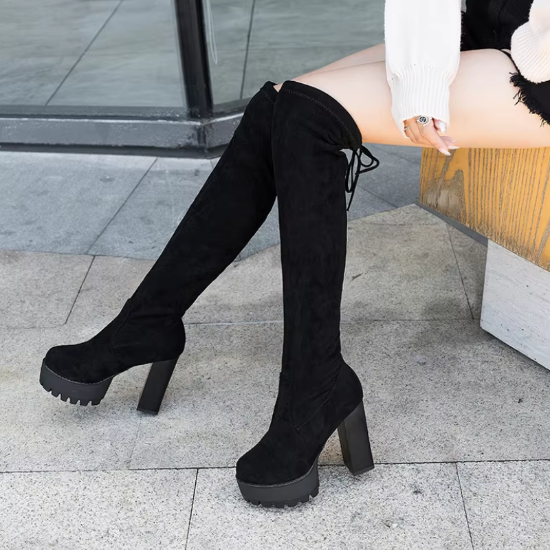 Botas overknee mujer ligeras con tacón alto elegante