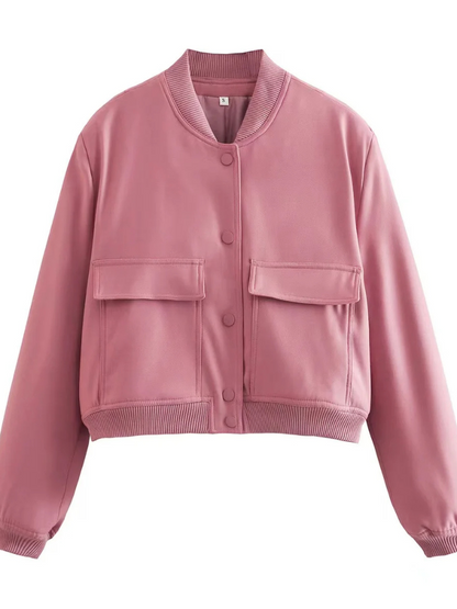 Chaqueta bomber Mujer corta con botones y bolsillos funcionales