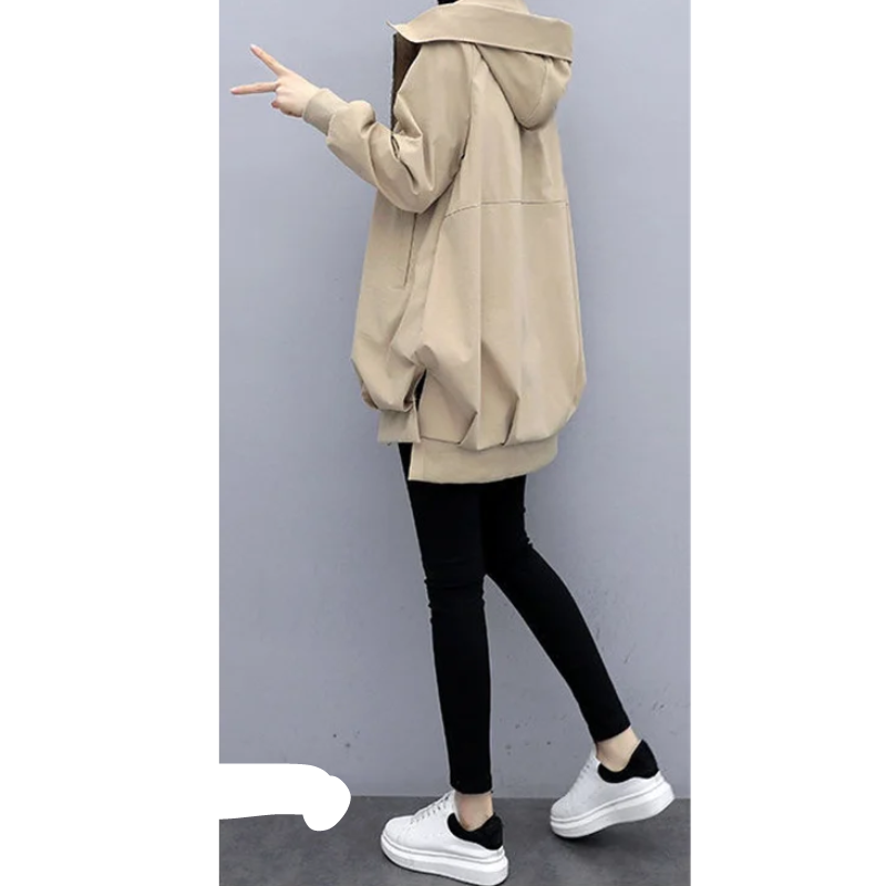 Trench Coat Mujer Ligero con Cremallera Corte Relajado