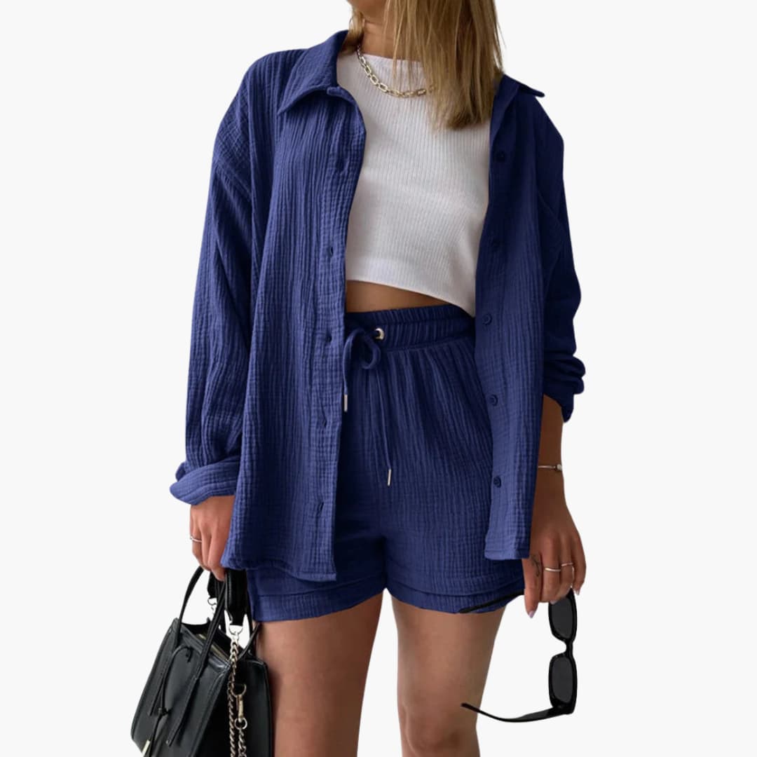 Conjunto Mujer Verano Blusa y Short Talle Alto