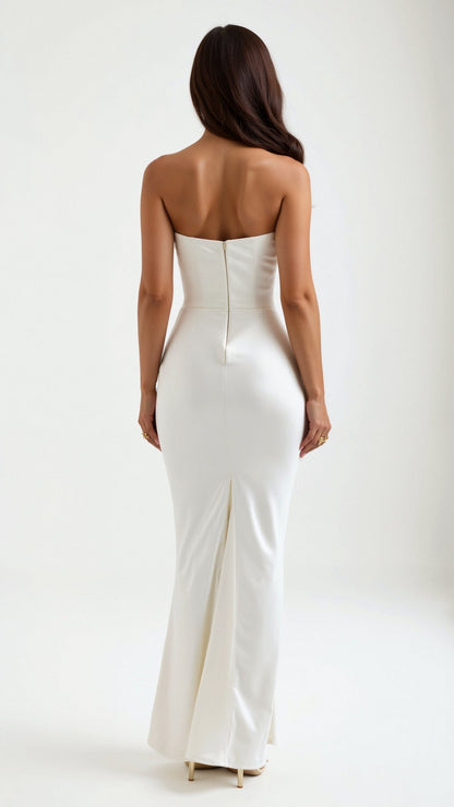 Vestido maxi mujer de boda silueta columna elegante