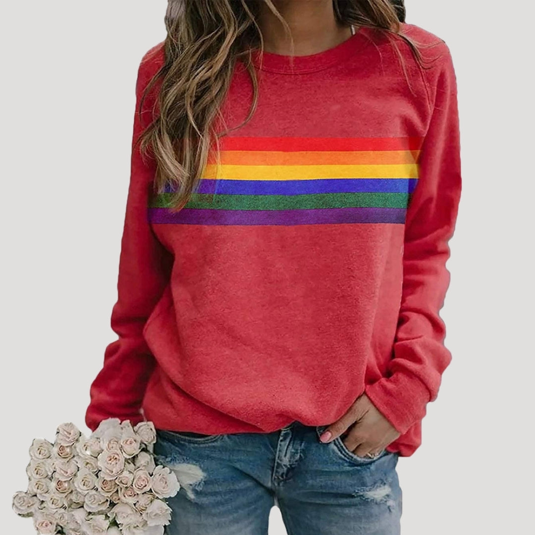 Sudadera Mujer Algodón Rayas Primavera Ajuste Casual - Mavetta