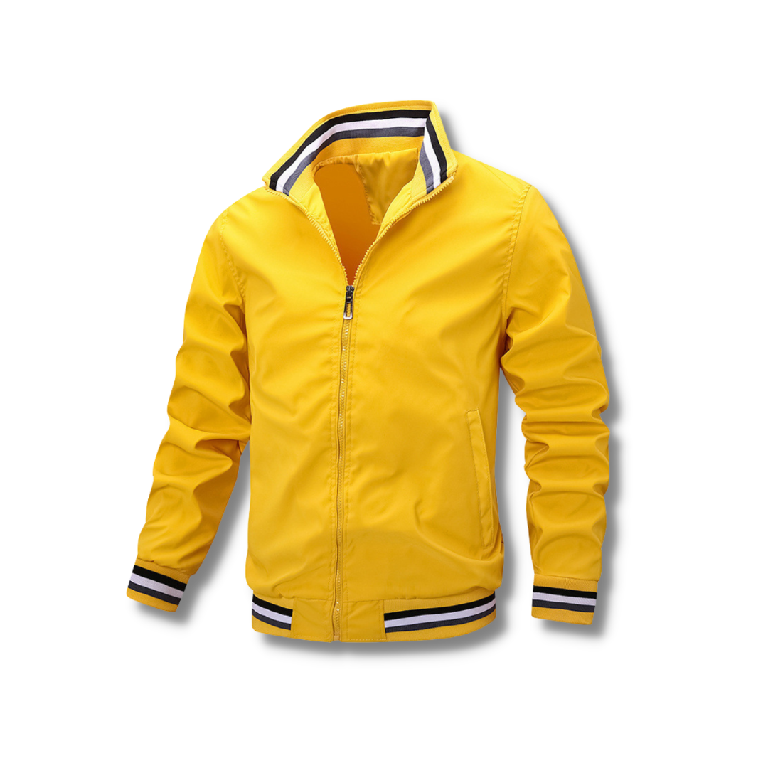 Chaqueta Hombre con Cremallera y Detalles en Material Técnico