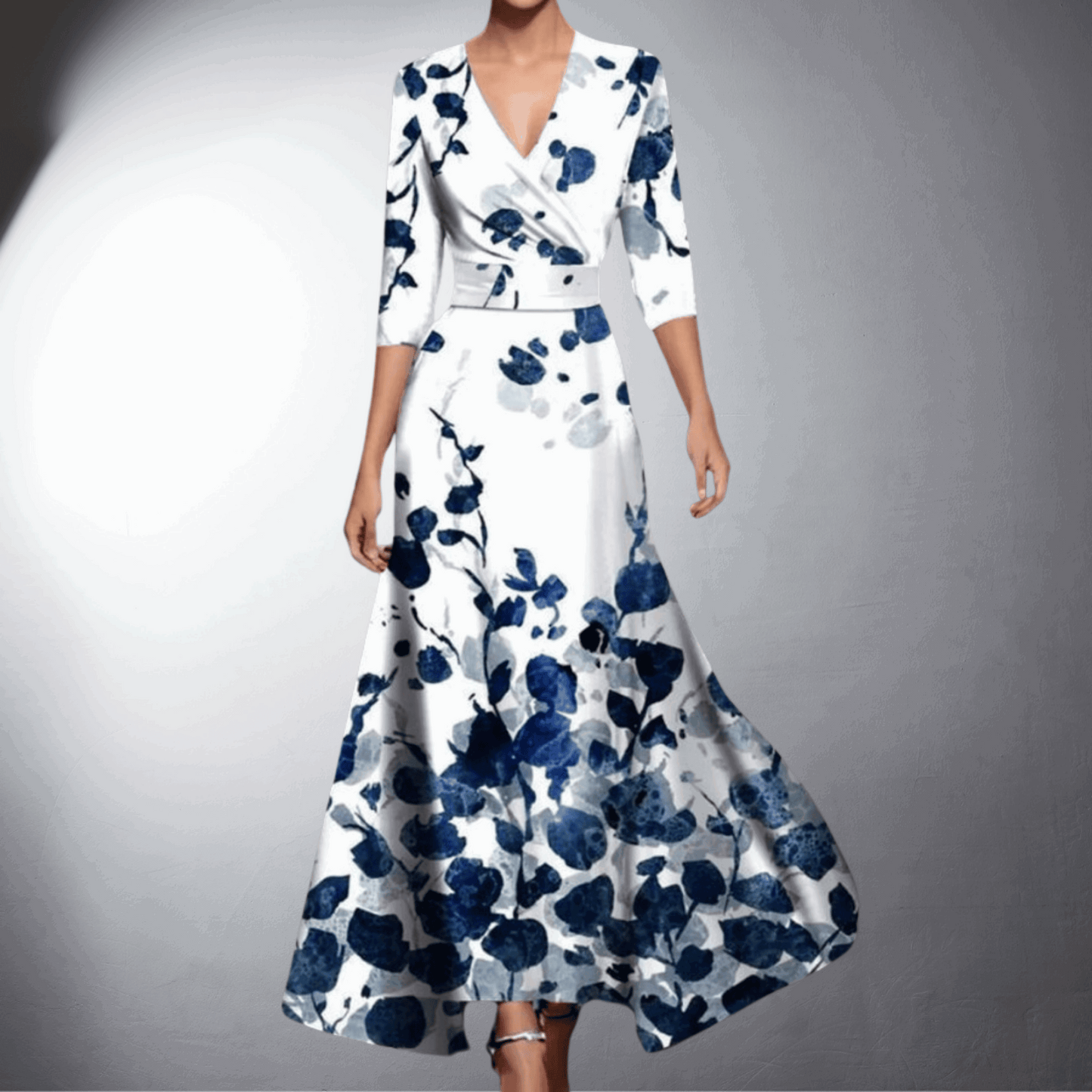 Vestido Noche Mujer con Detalles Florales Ajuste Elegante