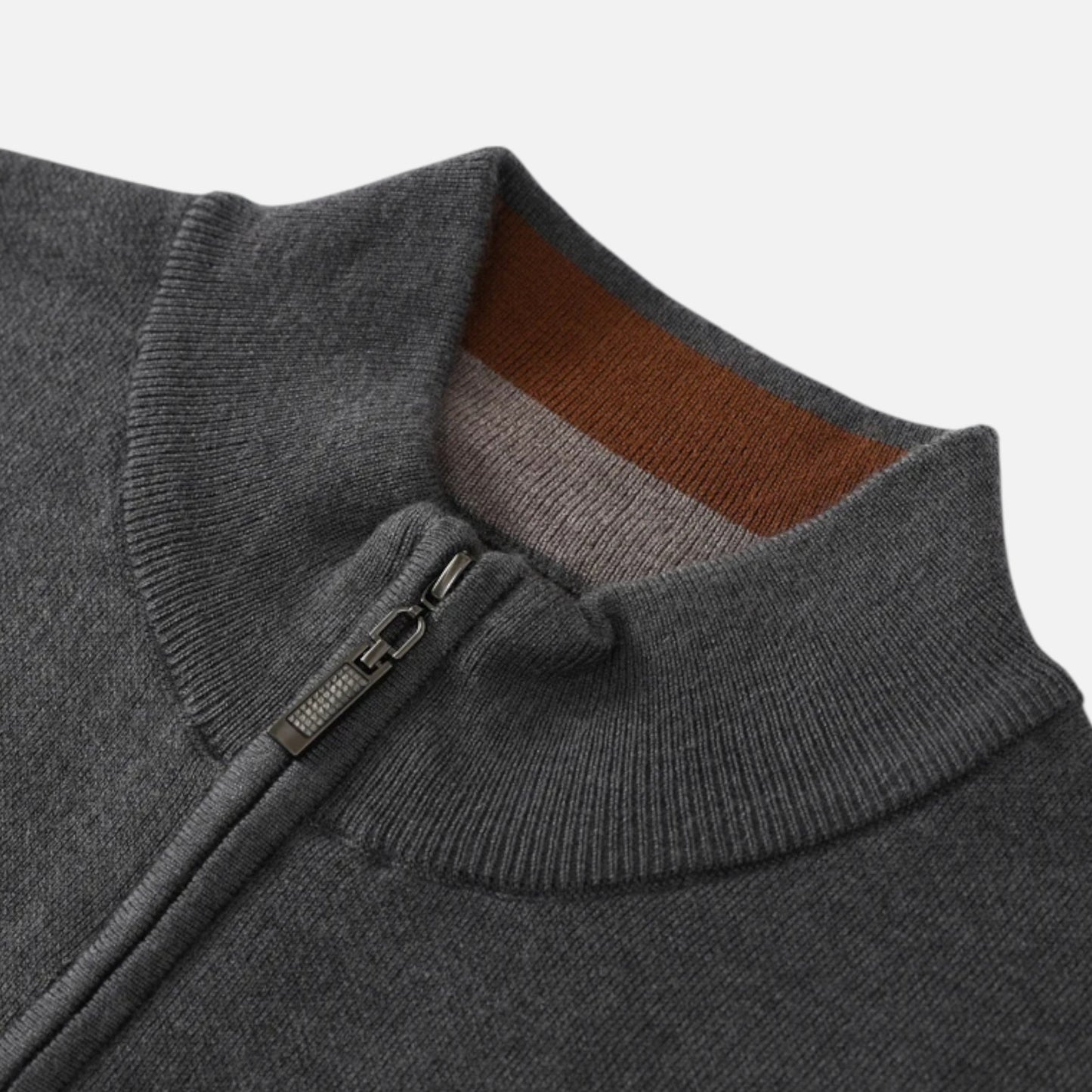 Suéter Hombre Lana Merino Media Cremallera Cuello Semi Alto