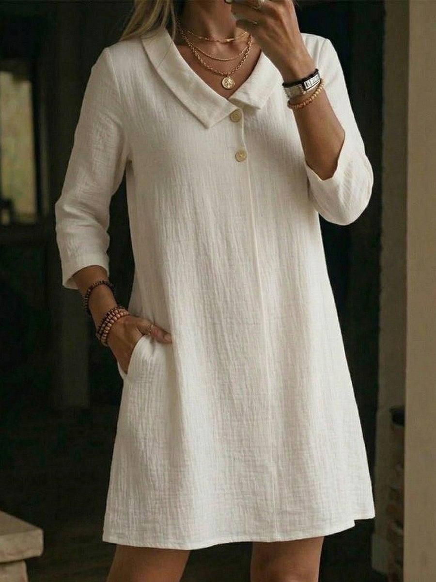 Vestido Mujer Suelto con Solapas Estilo Minimalista