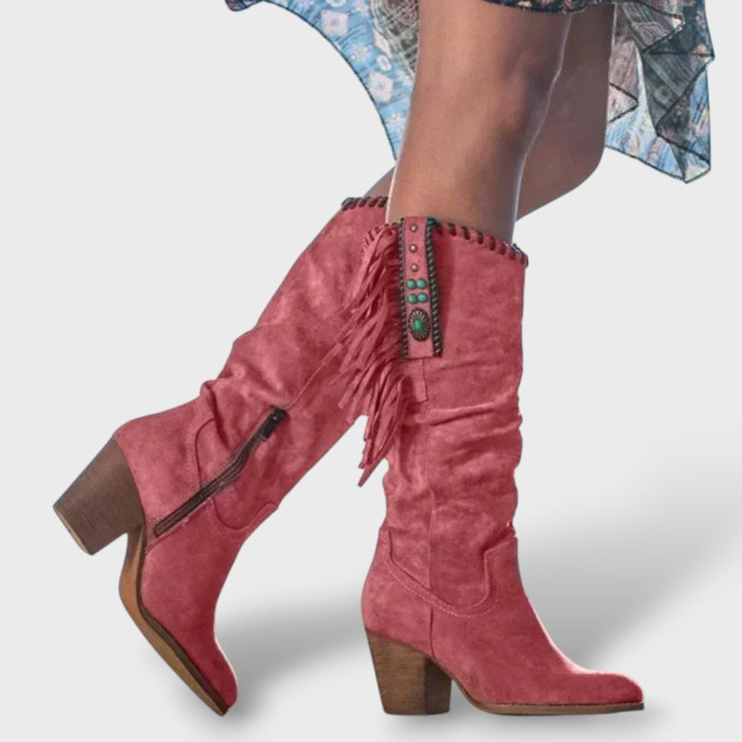 Botas Mujer Cowboy Altas Tacón Hebilla