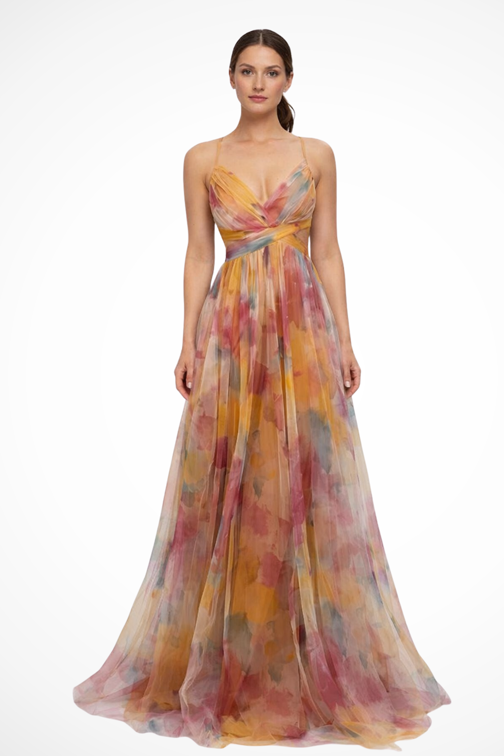 Vestido maxi mujer de tela ligera y estampado floral - Mavetta
