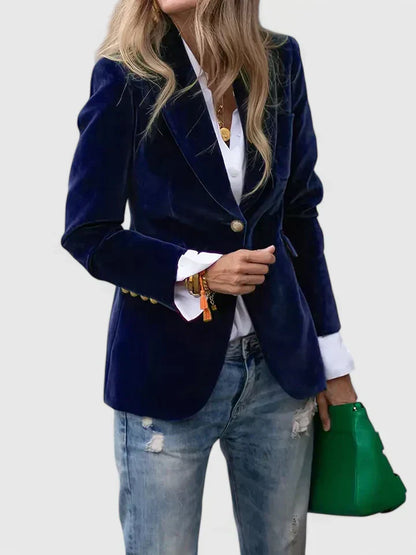 Blazer mujer con solapa de tejido estructurado corte clásico