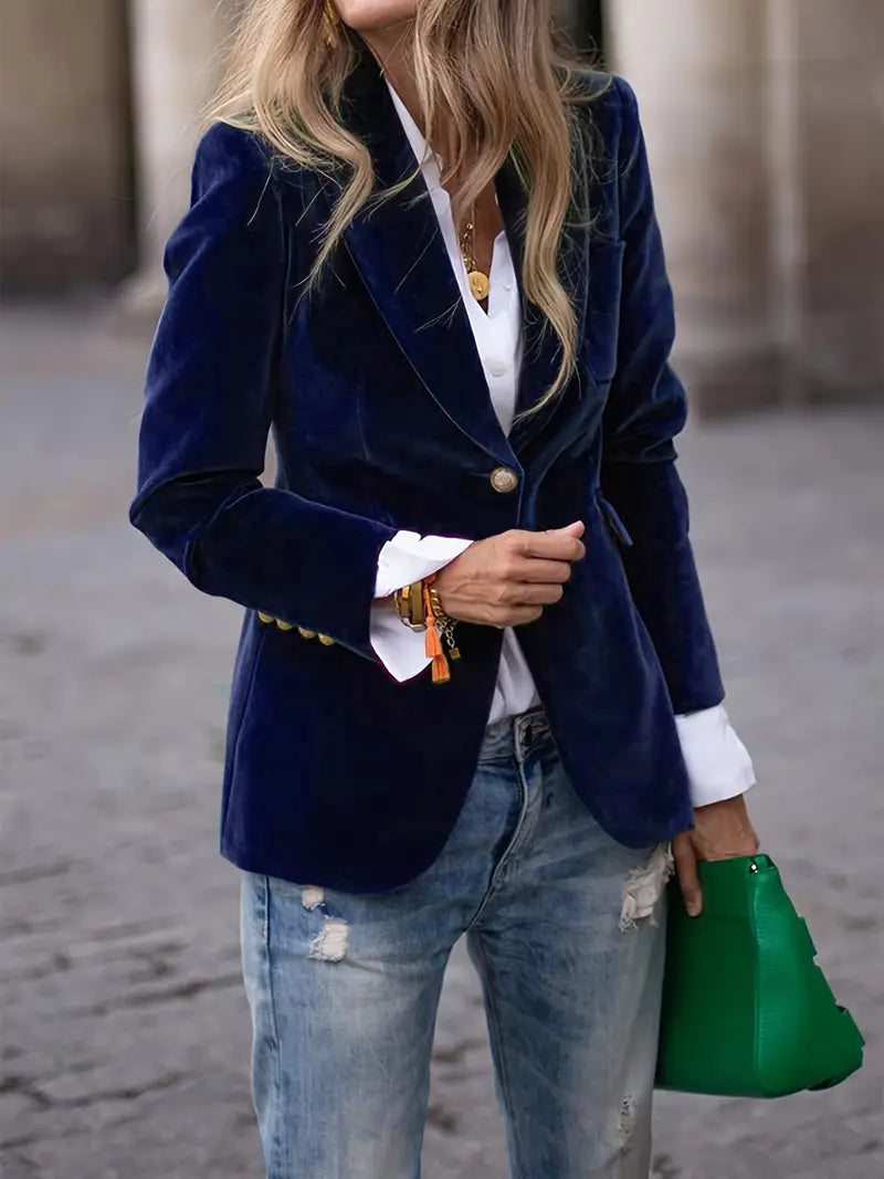 Blazer Mujer de Terciopelo Elegante Corte Clásico