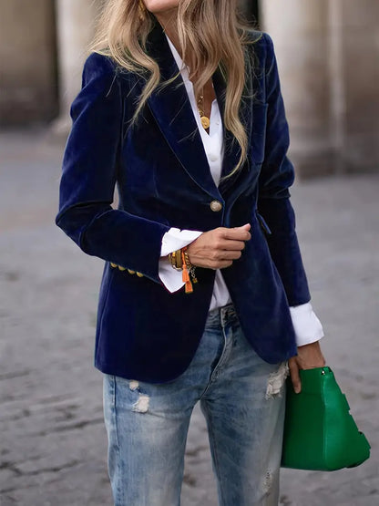 Blazer Mujer de Terciopelo Elegante Corte Clásico