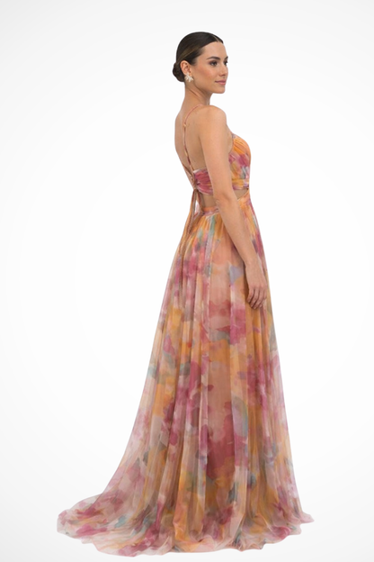Vestido maxi mujer de tela ligera y estampado floral