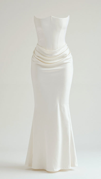 Vestido maxi mujer de boda silueta columna elegante
