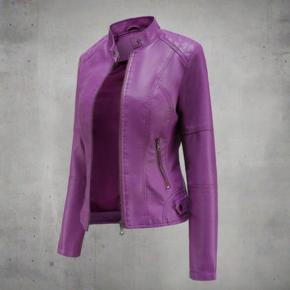 Chaqueta Mujer de Cuero con Bolsillos Cremallera Ajuste Moderno