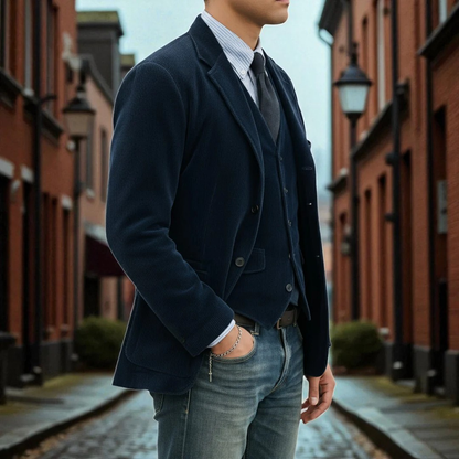 Conjunto Hombre Blazer y Chaleco Tejido Formal Moderno