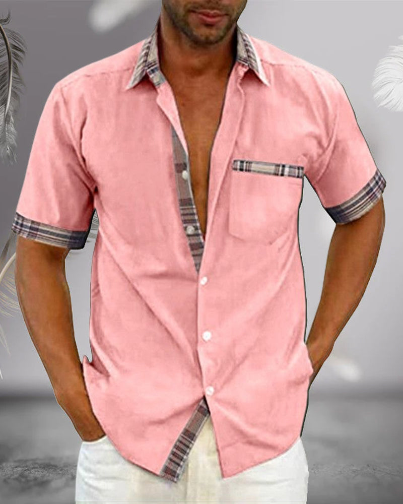 Camisa Hombre Manga Corta Elegante Ajuste Clásico