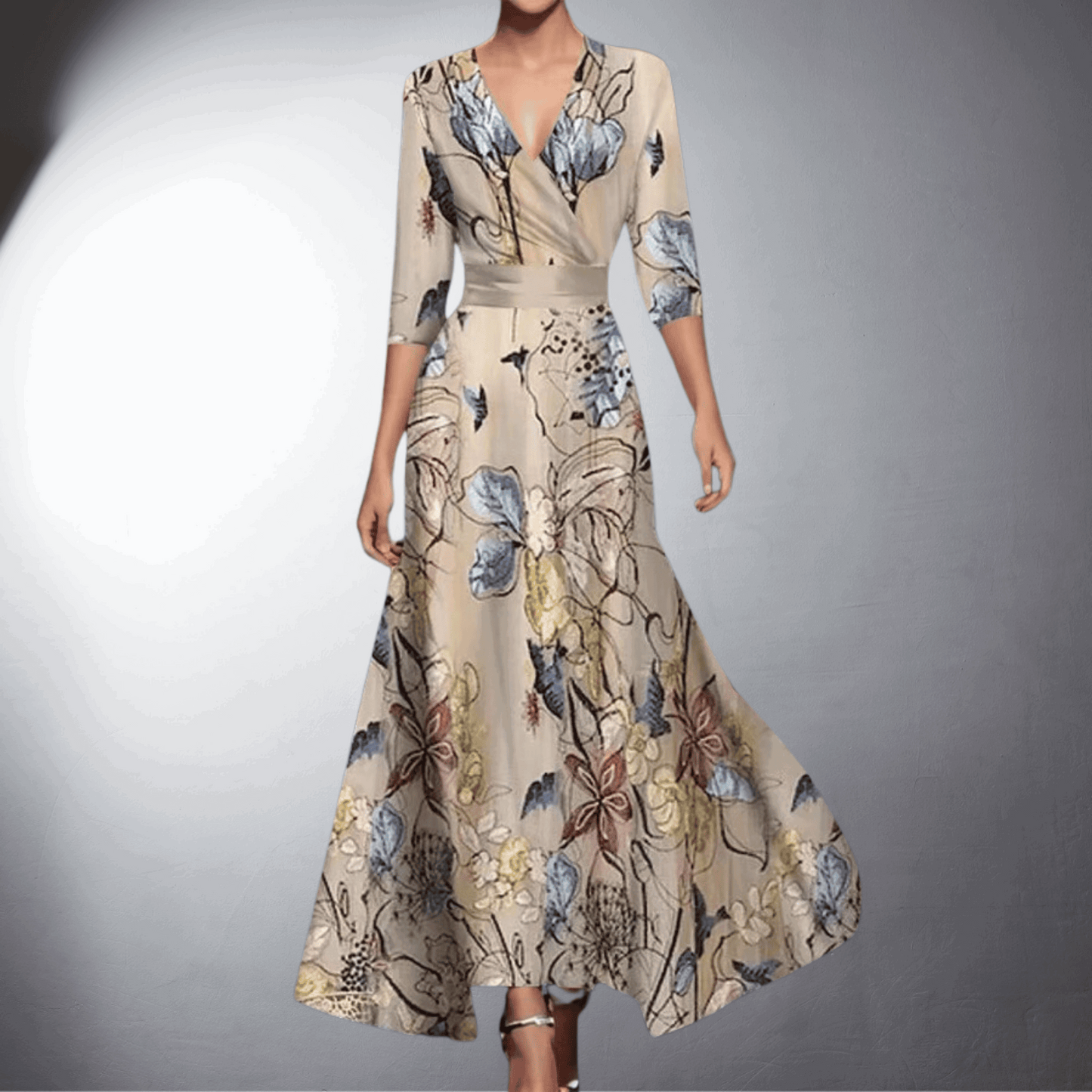 Vestido Noche Mujer con Detalles Florales Ajuste Elegante