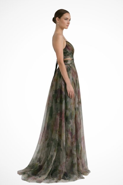 Vestido maxi mujer de tela ligera y estampado floral