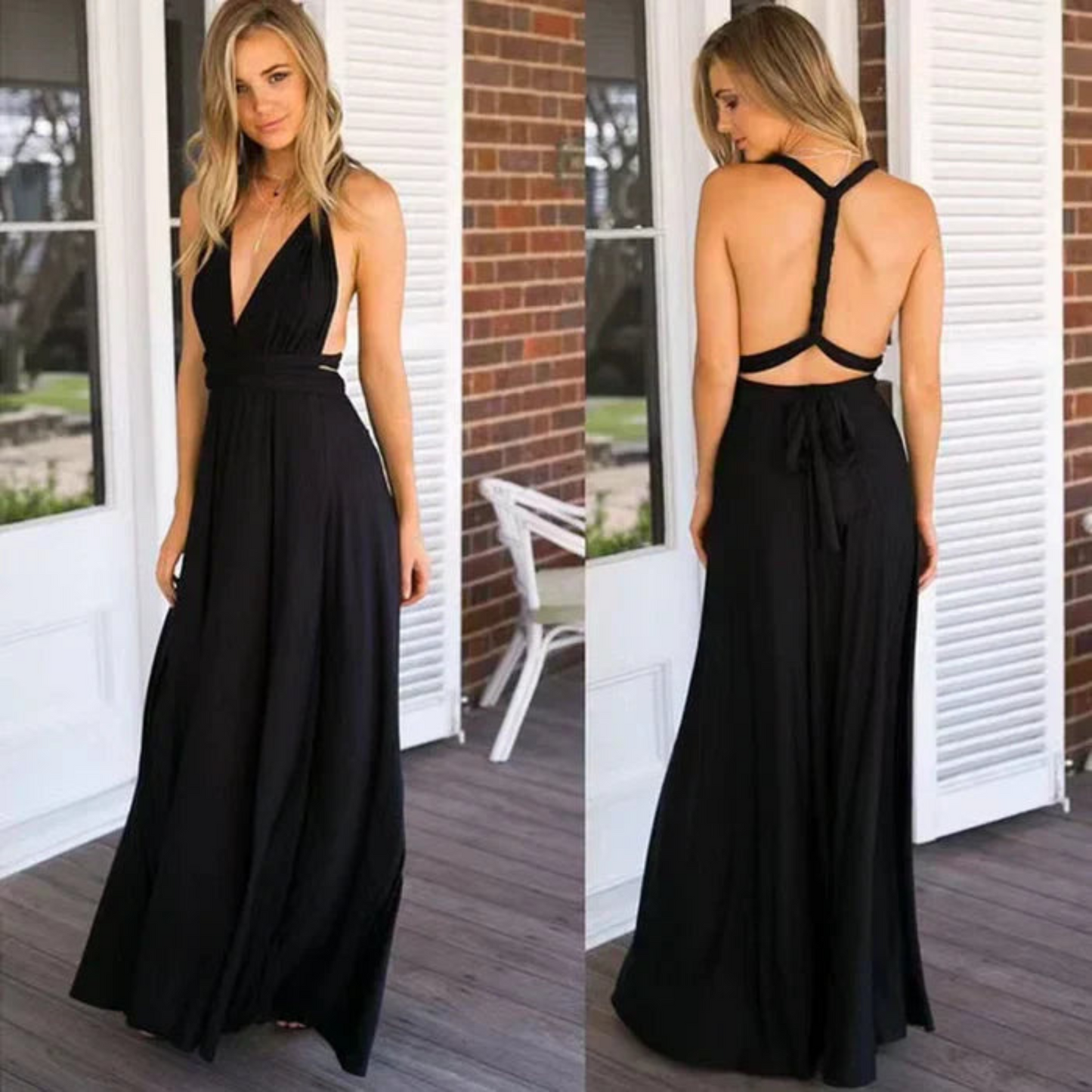 Vestido largo mujer con espalda descubierta diseño versátil