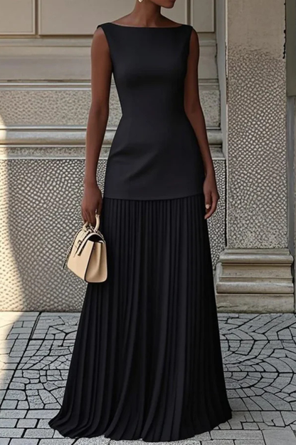 Vestido maxi mujer plisado estilo elegante