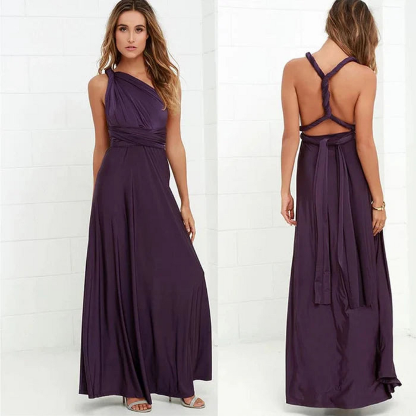 Vestido largo mujer con espalda descubierta diseño versátil
