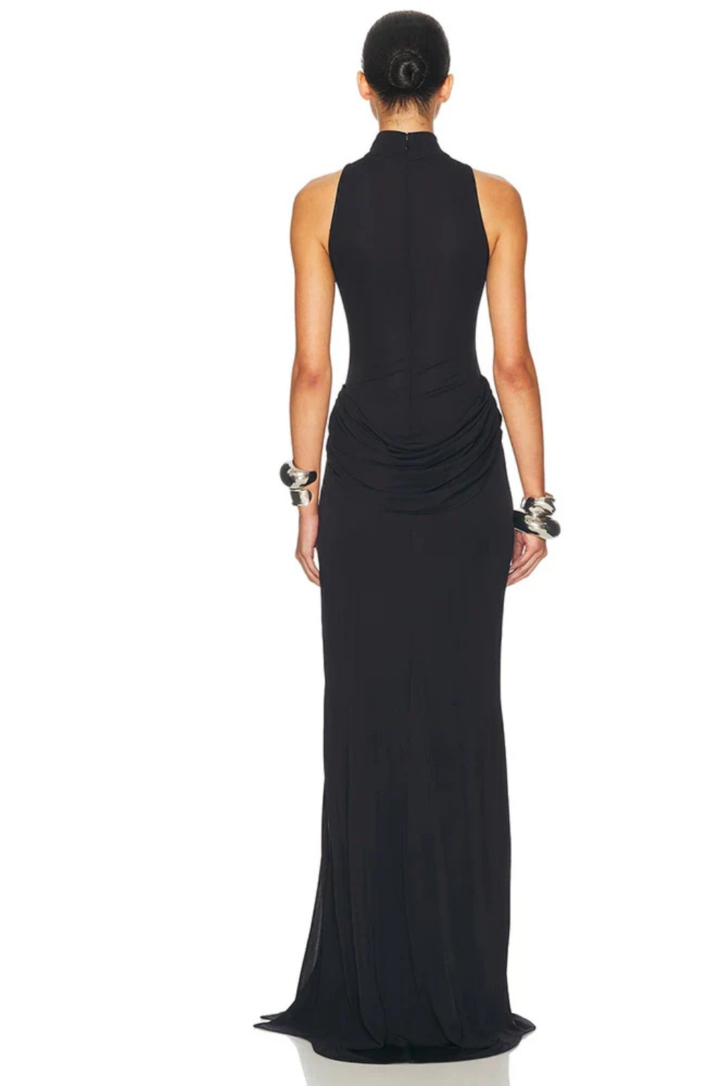 Vestido maxi mujer sin mangas cuello alto abertura lateral verano