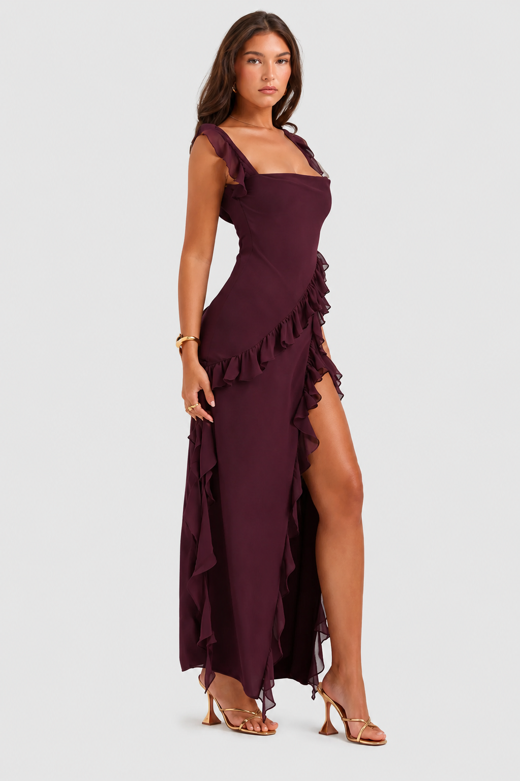 Vestido Largo Mujer Elegante Corte Fluido