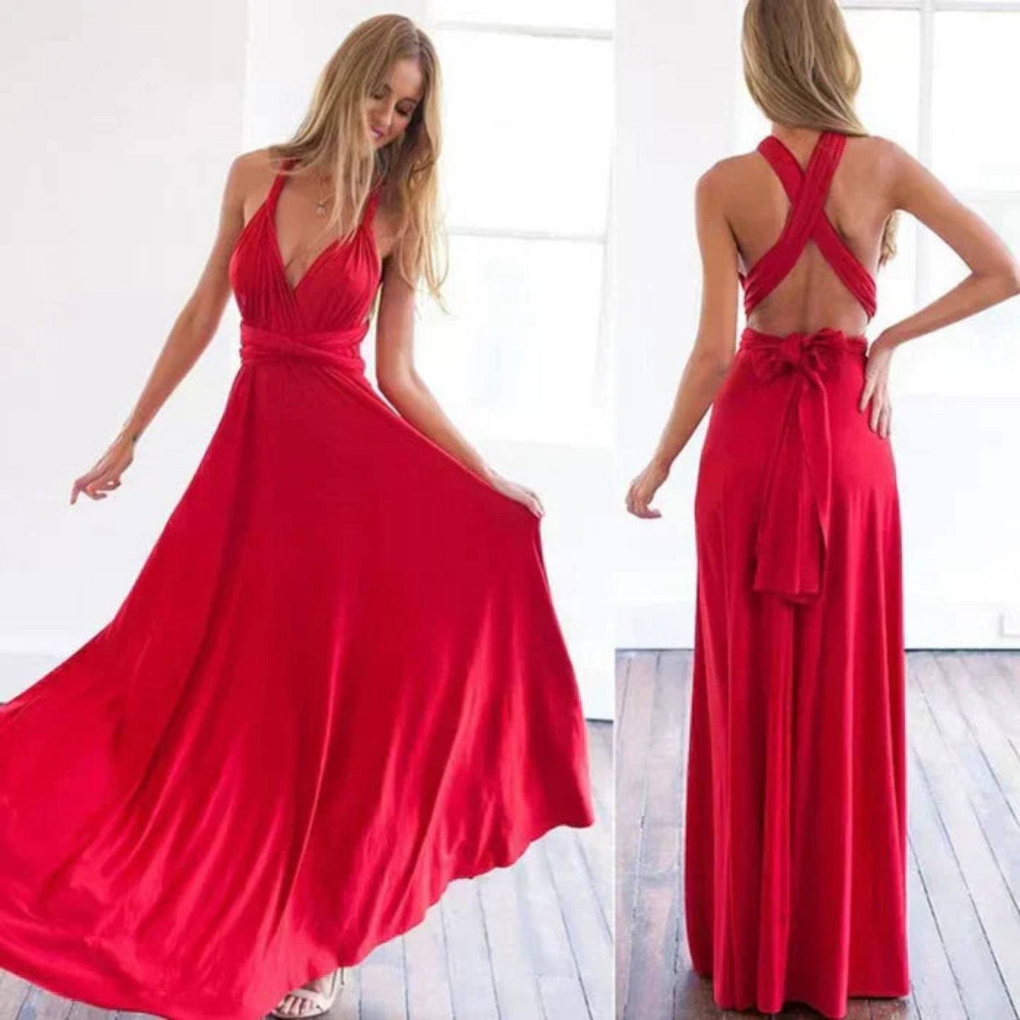 Vestido largo mujer con espalda descubierta diseño versátil - Mavetta