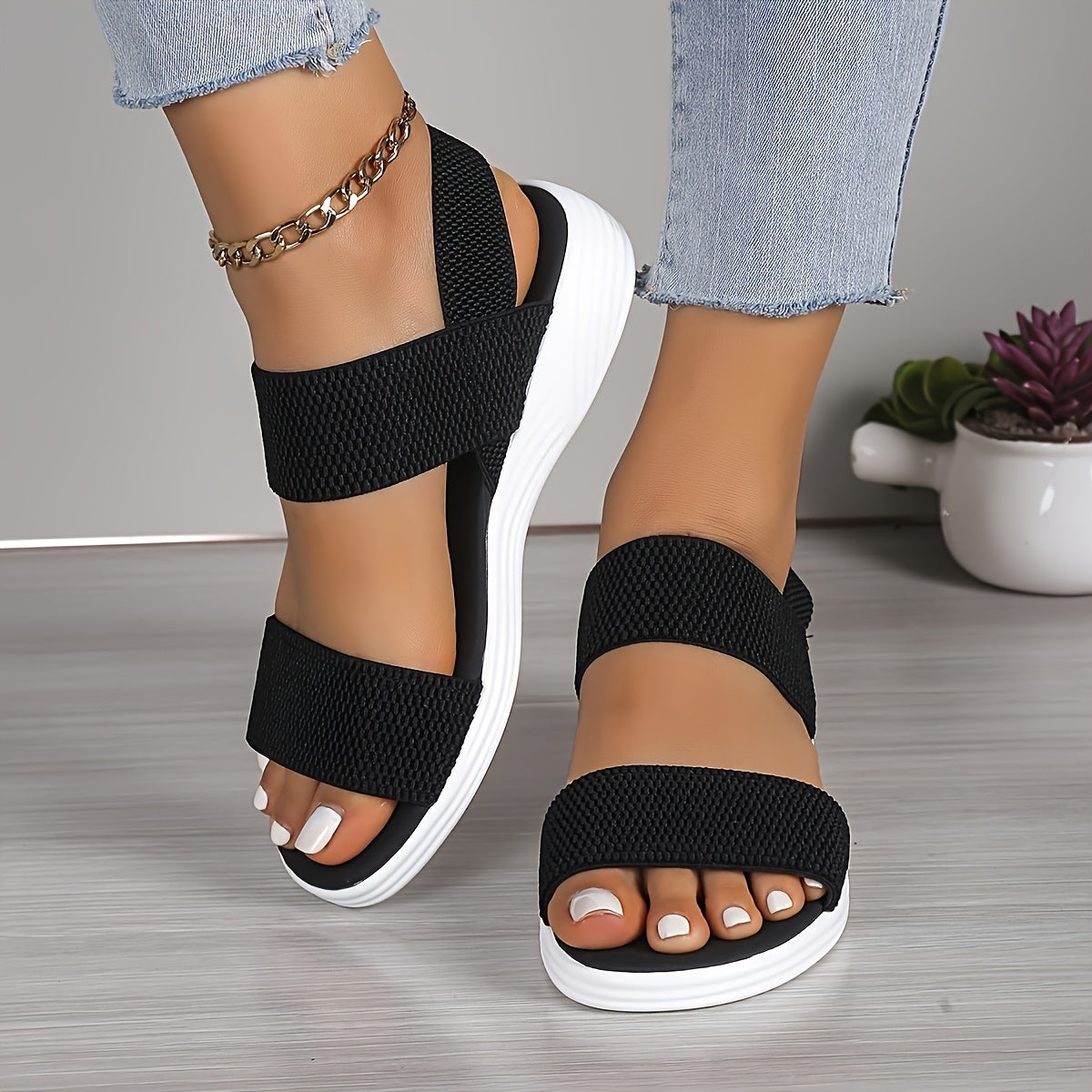 Sandalias Mujer Tirantes Elásticos Verano Ligeras