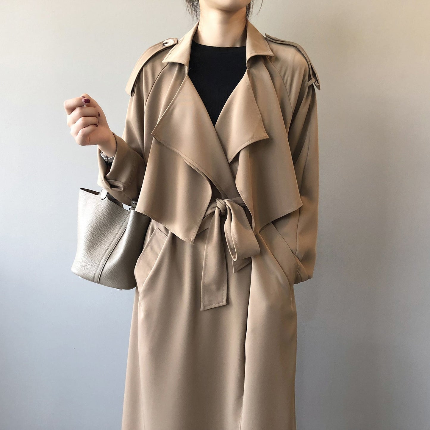 Gabardina Mujer Retro Ajuste Baggy Invierno