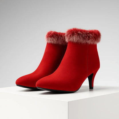 Botines Mujer Tacón Forro Cálido Estilo Elegante Invierno