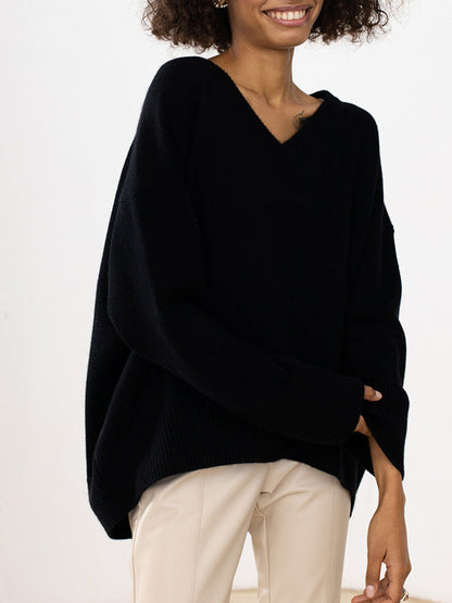 Jersey mujer de punto suave con cuello en v