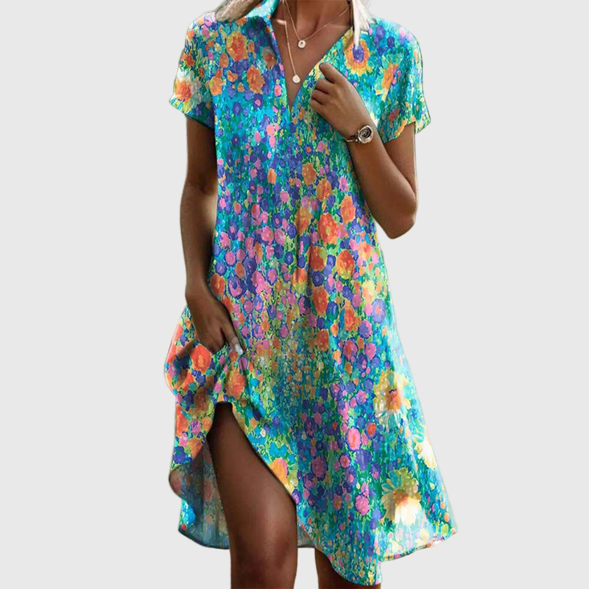 Vestido Mujer Fluido Elegante Ajuste Suelto