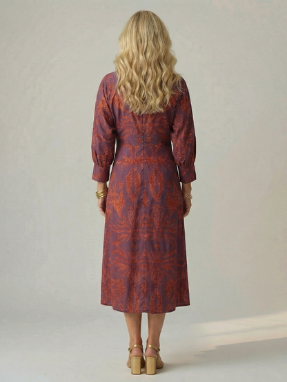 Vestido Midi Mujer Corte Cruzado Cintura Ajustada