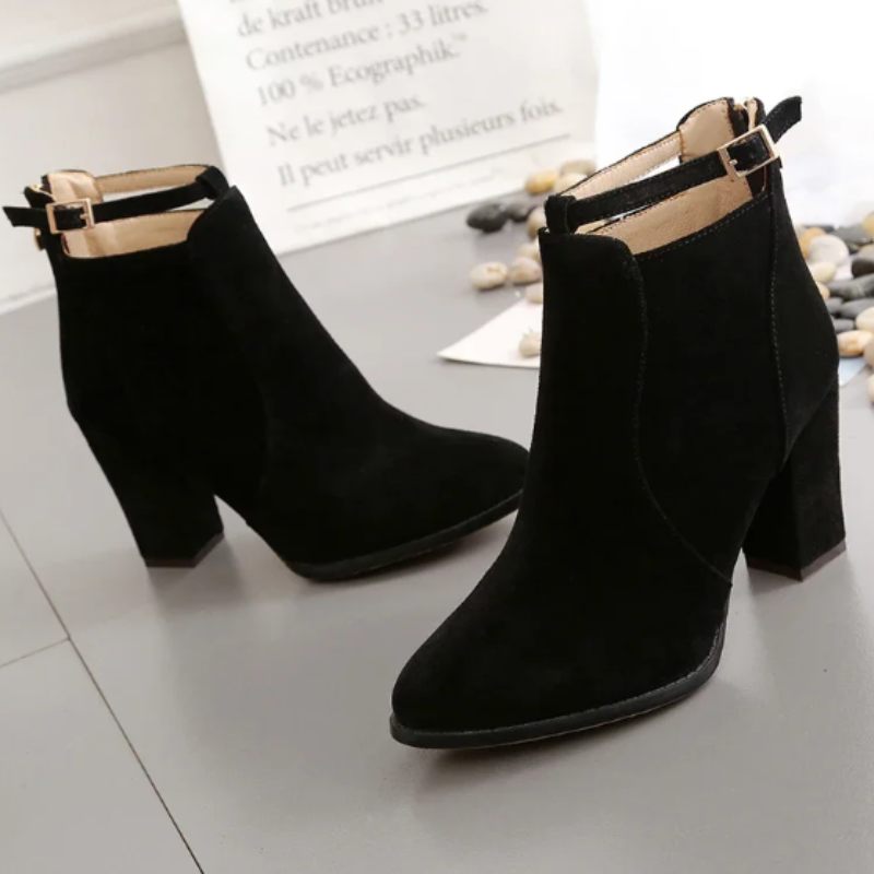 Botines Mujer con Hebilla Tacón Alto de Bloque