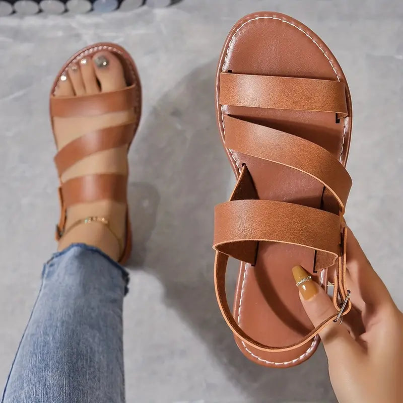 Sandalias Mujer con Tiras y Cierre en Tobillo