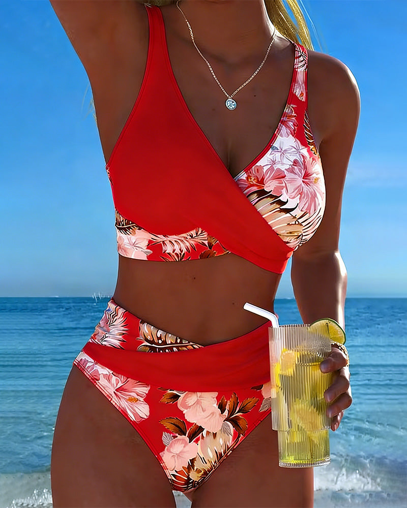 Bikini Mujer con Estampado Floral y Abertura