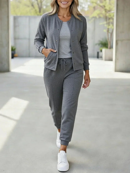 Conjunto sport mujer chaqueta y pantalón rayas elegante