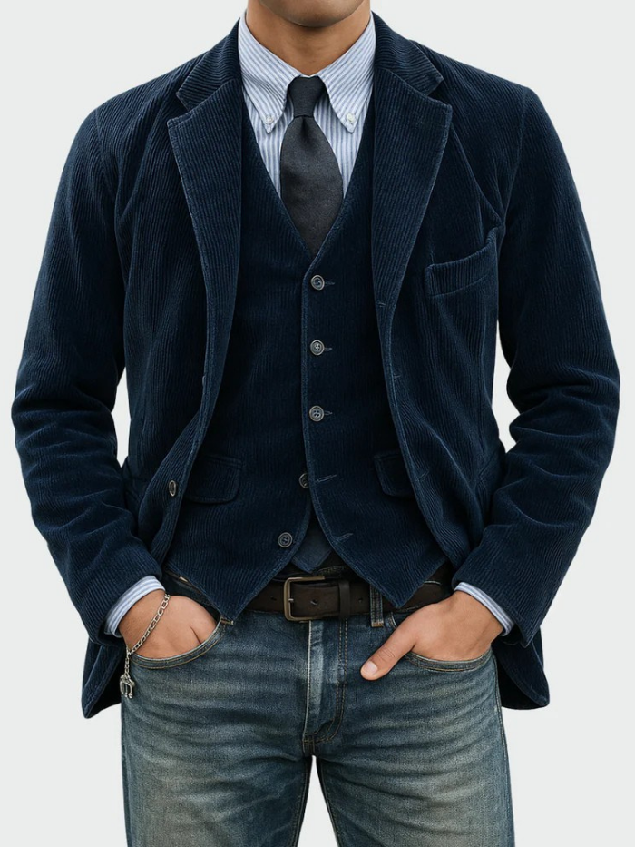 Conjunto Hombre Blazer y Chaleco Tejido Formal Moderno - Mavetta
